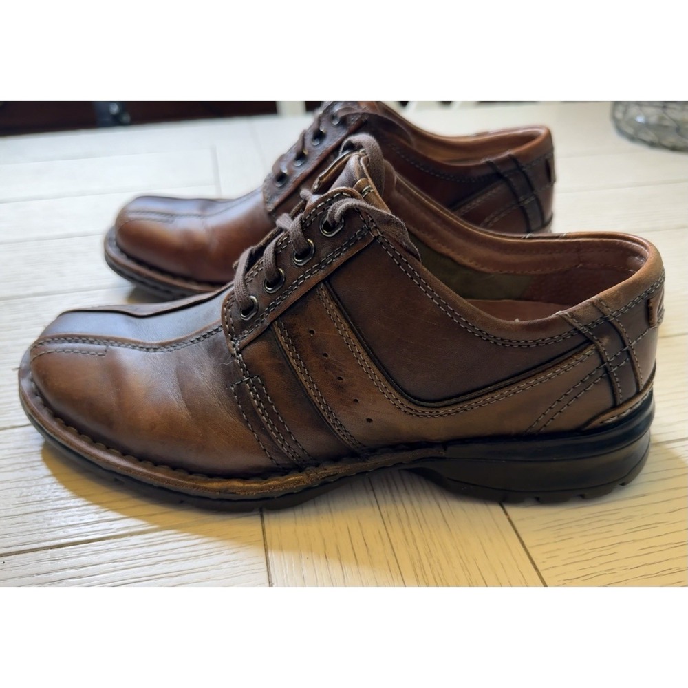 Clarks Touareg Vibe Brown Leather Casual Lace Up Oxford Shoes Men Sz 9 M Preppy